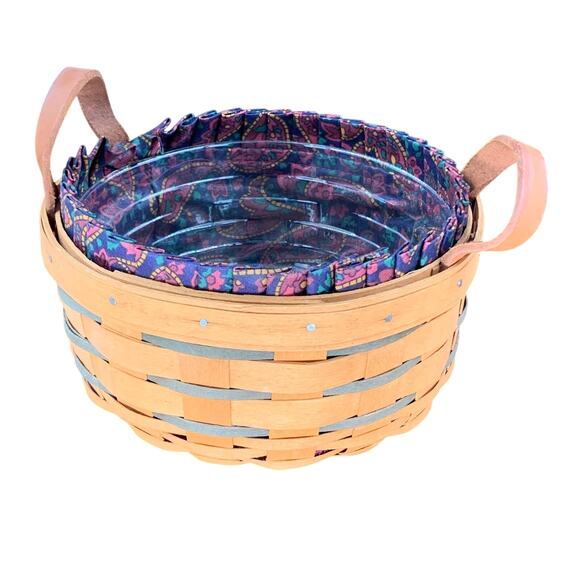 Longaberger Button Basket 1996 Protector Fathers Day Paisley Fabric Liner Card - Picture 1 of 13